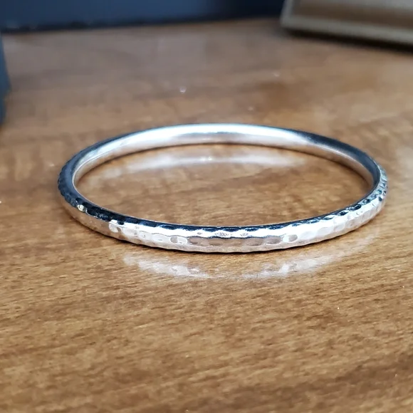 Silpada Bangle Bracelet 925 Hammered Solid Sterling Silver - Picture 7 of 16